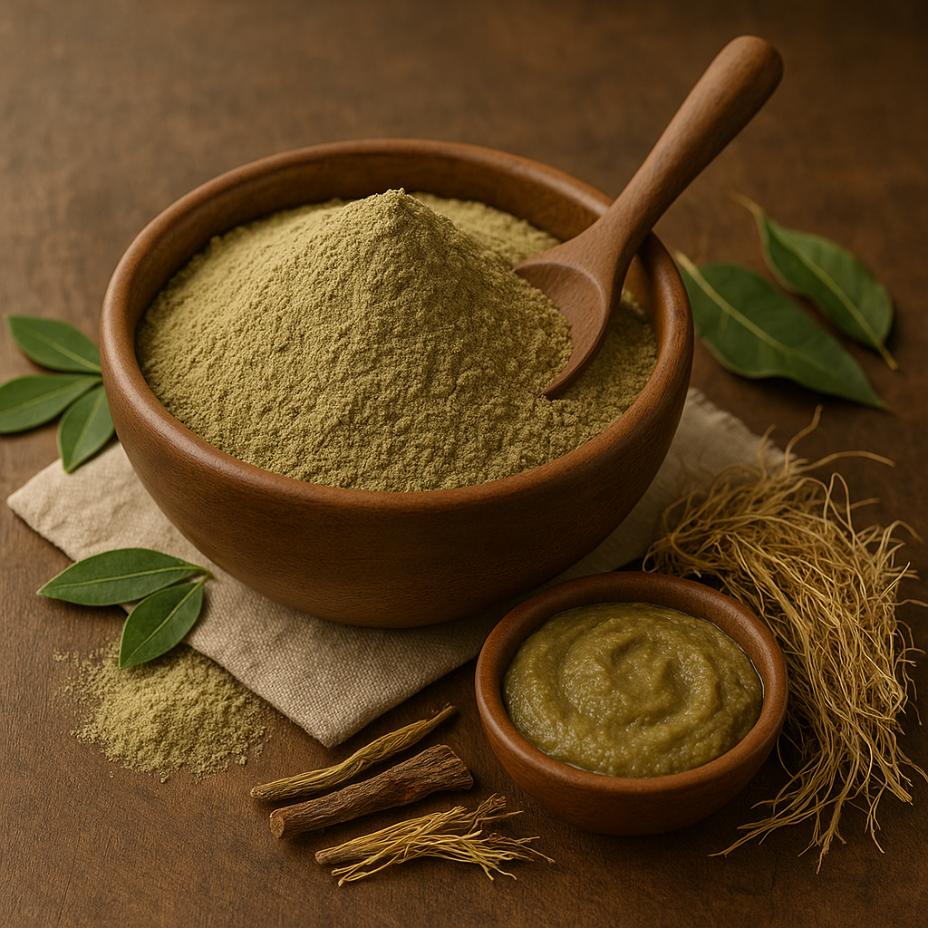 Khas Powder (Vetiveria zizanioides) – 100% Natural | Cooling, Aromatic & Skin-Soothing Ayurvedic Herb